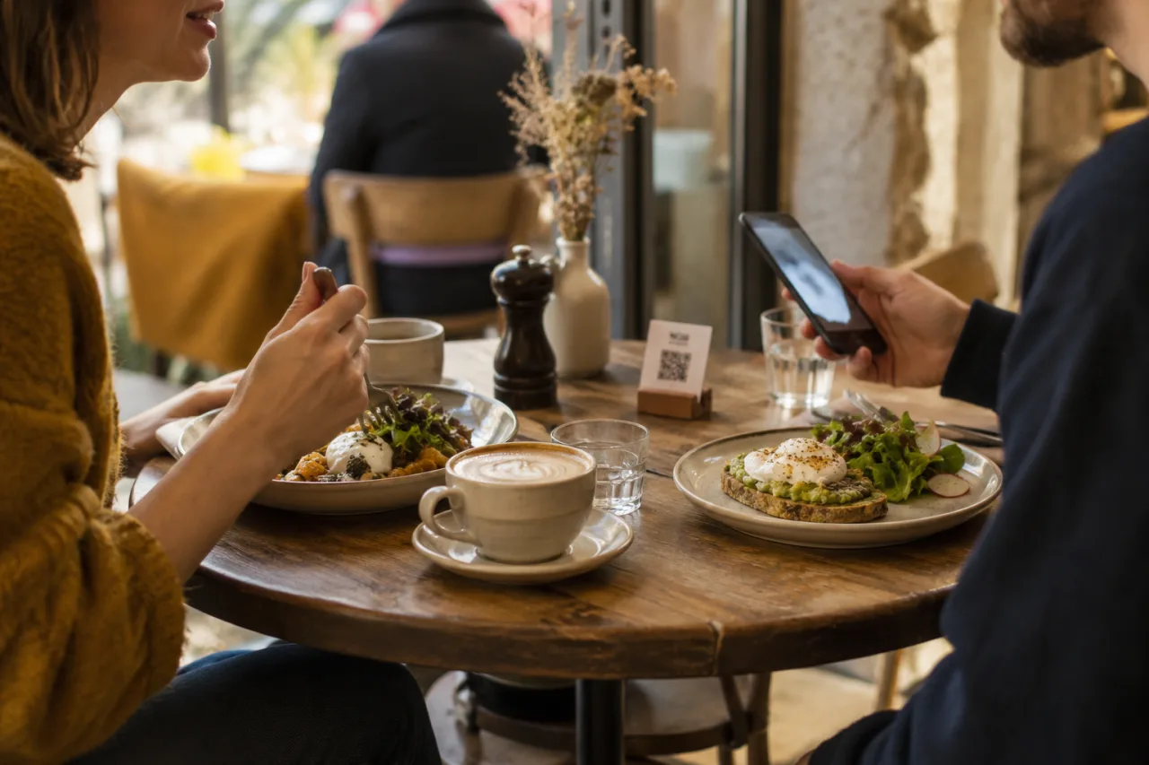 G&auml;ste bestellen mit dem Smartphone am Tisch